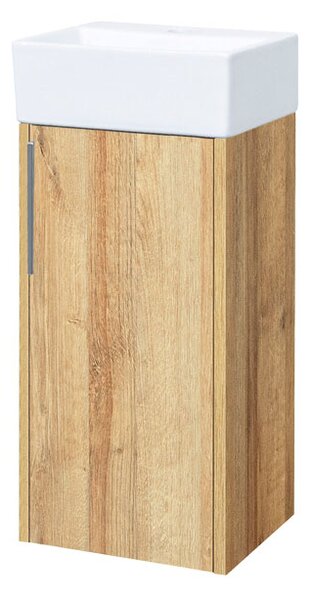 Mereo Mereo, Vigo, dulap baie cu chiuveta ceramica, 33 cm, alb, stejar, MER-CN351