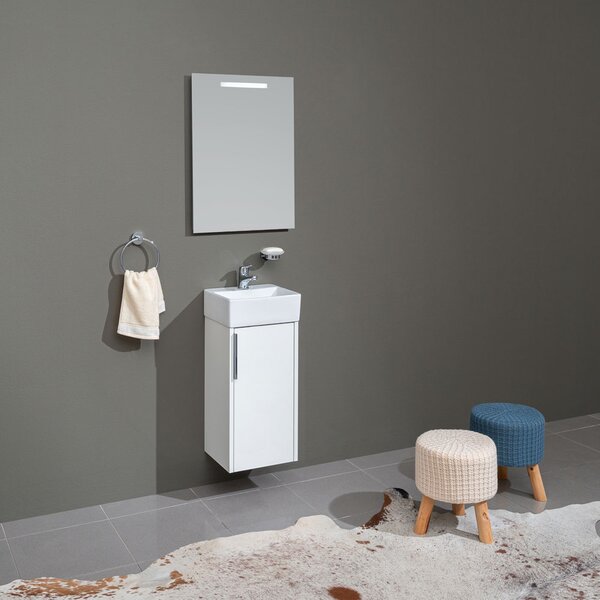 Mereo Mereo, Vigo, dulap baie cu chiuveta ceramica, 33 cm, alb, stejar, MER-CN351