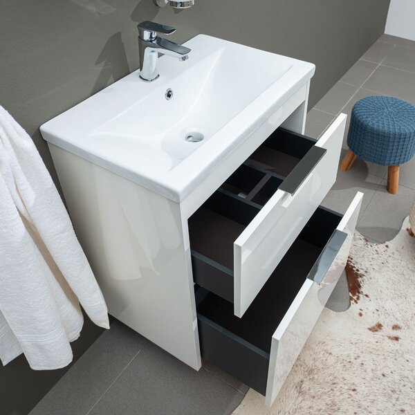 Mereo Mereo, Vigo, dulap baie cu chiuveta ceramica, 51 cm, alb, stejar, MER-CN310