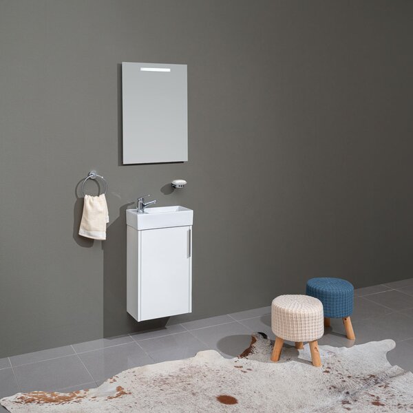 Mereo Mereo, Vigo, dulap baie cu chiuveta ceramica, 41 cm, alb, stejar, MER-CN341