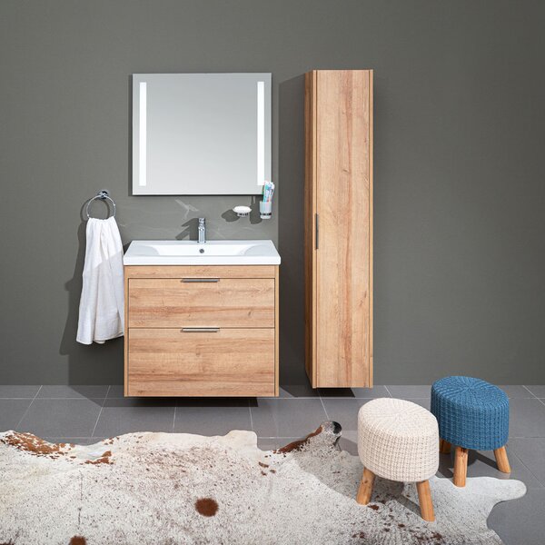 Mereo Mereo, Vigo, dulap baie cu chiuveta ceramica, 51 cm, alb, stejar, MER-CN320