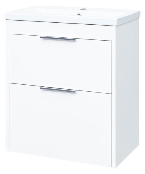 Mereo Mereo, Vigo, dulap baie cu chiuveta ceramica, 61 cm, alb, stejar, MER-CN311