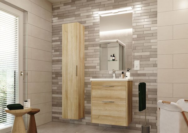 Mereo Mereo, Vigo, dulap baie cu chiuveta ceramica, 51 cm, alb, stejar, MER-CN320