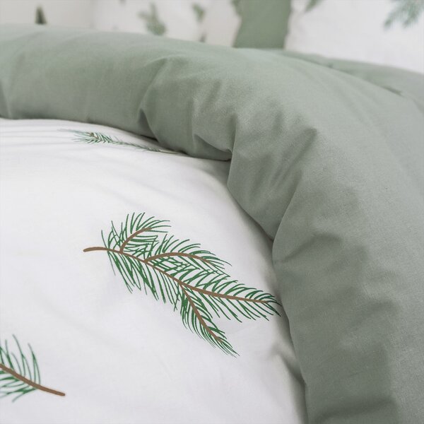 Goldea lenjerie de pat din 100% bumbac duo - miros de brad cu verde salvie 200 x 220 și 2buc 50 x 70 cm