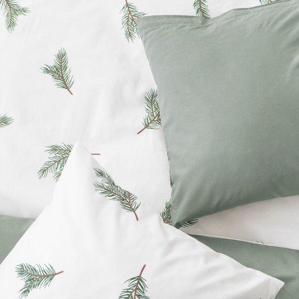 Goldea lenjerie de pat din 100% bumbac duo - miros de brad cu verde salvie 200 x 220 și 2buc 50 x 70 cm