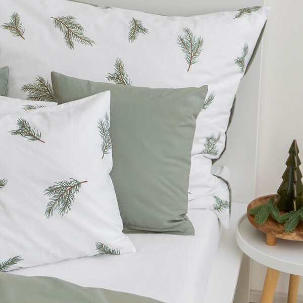 Goldea lenjerie de pat din 100% bumbac duo - miros de brad cu verde salvie 200 x 220 și 2buc 50 x 70 cm
