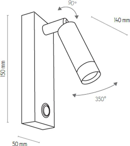 TK Lighting Enzo lampă de perete 1x3 W negru 4484