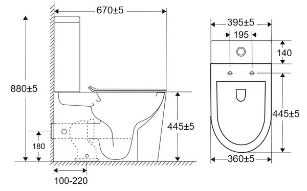 Mereo Mereo, WC combi, ridicat, deșeuri vario, cu glugă, Smart Flush RIMLESS, ceramică, incl. scaune, MER-VSD92T1