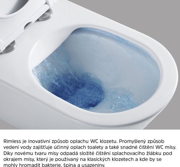 Mereo Mereo, toaletă suspendată cu glugă, FĂRĂ BORDE, 495x360x370, ceramică, incl. scaune CSS115SN, MER-VSD84S2