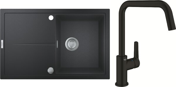 Set chiuvetă din granit Grohe K400 31639AP0, baterie bucătărie Grohe Start 304702430