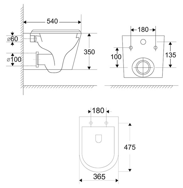 Mereo Mereo, WC montat pe perete cu glugă, Smart Flush RIMLESS, ceramică, incl. scaune, MER-VSD85T1