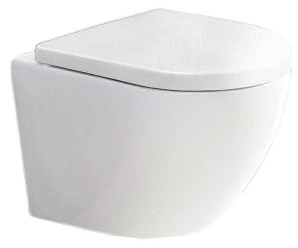 Mereo Mereo, WC suspendat cu glugă, FĂRĂ BORDA, 490x370x360, ceramică, incl. scaune CSS115SN, MER-VSD82S2