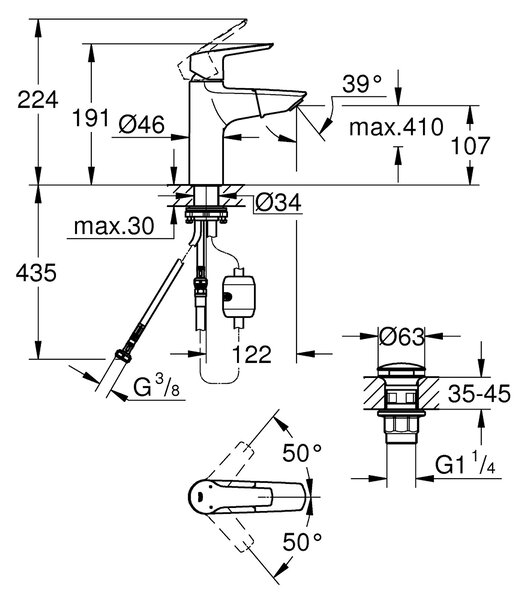 Grohe Start baterie lavoar stativ crom 24205003