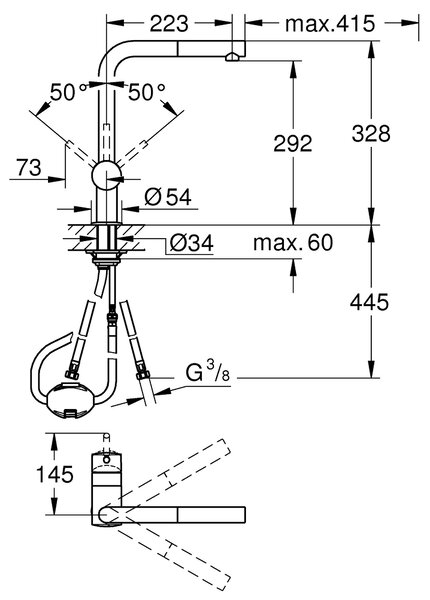 Grohe Minta baterie bucătărie pe picior crom 32168000
