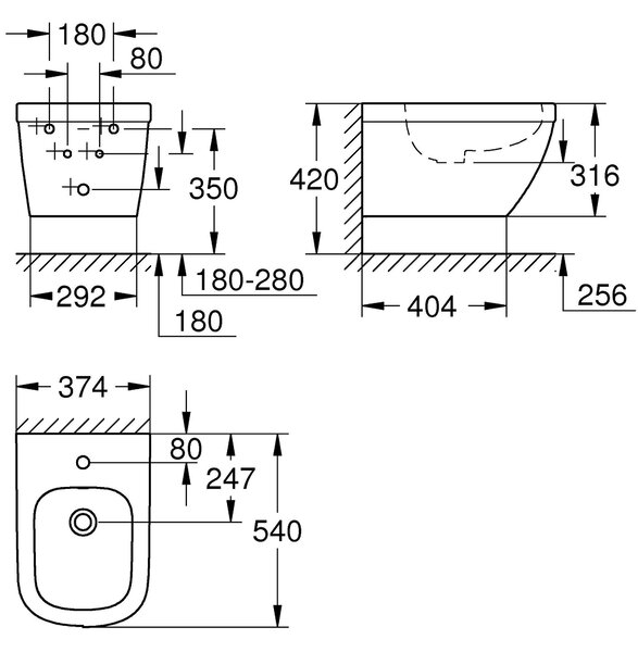 Grohe Euro Ceramic bideu agăţat alb 39208000