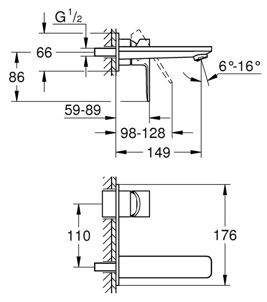 Grohe Lineare baterie lavoar ascuns crom 19409001