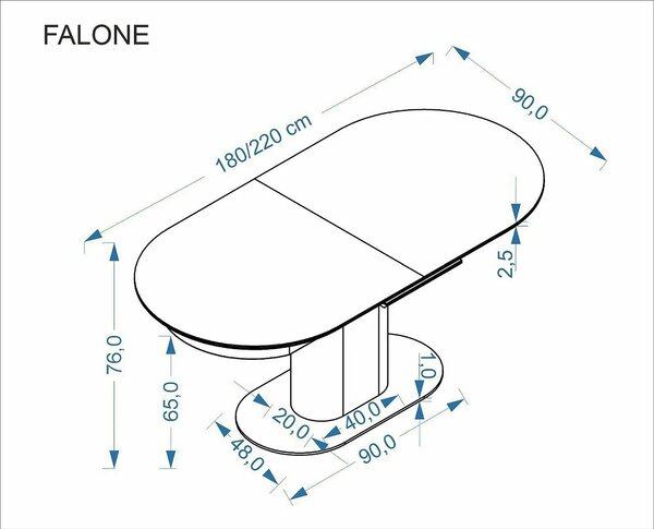 Masa extensibila FALONE, travertin/casmir, piatra sinterizata/metal, 1