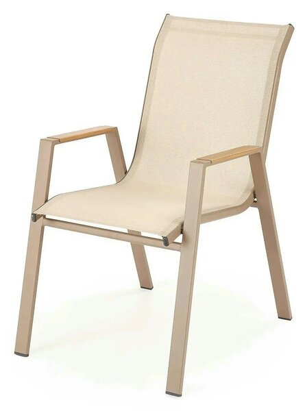 Scaun gradina HOVER, bej/cappuccino, plasa/metal, 54x73x90 cm