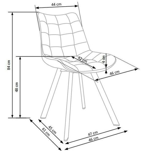 Scaun K332, gri/stejar, stofa/metal, 46x61x84 cm