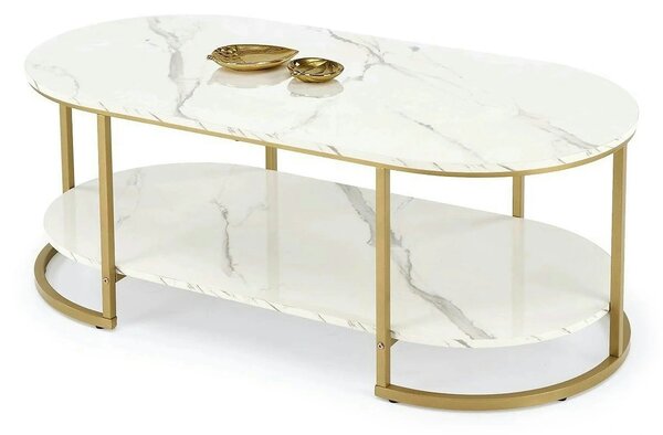 Masuta cafea KALUA, alb/auriu, 120x60x46 cm