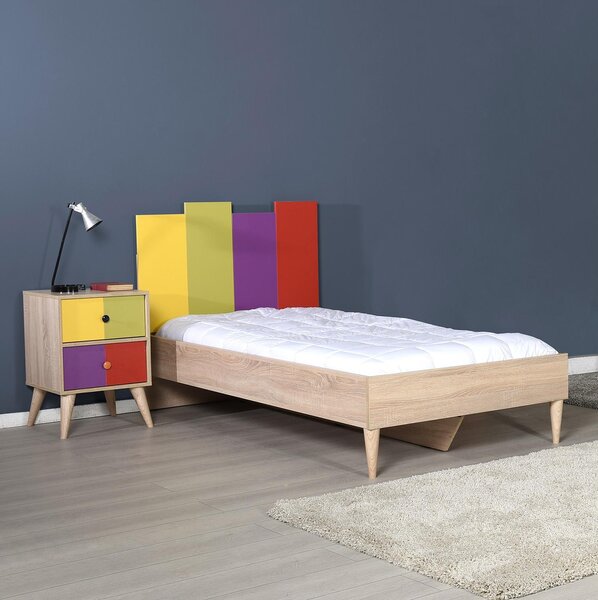 Noptieră Kiran 2 (stejar + multicolor). 1108554