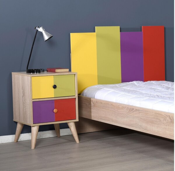 Noptieră Kiran 2 (stejar + multicolor). 1108554