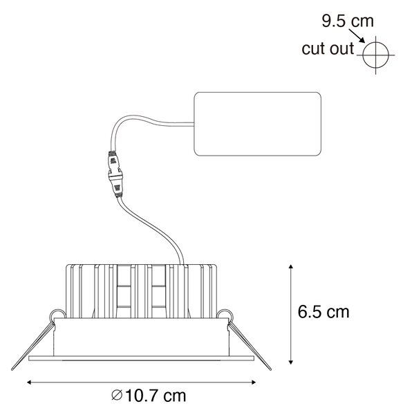 Spot încastrat alb 9,5 cm incl. LED 1015 lm Dimmabil IP65 - Gaius
