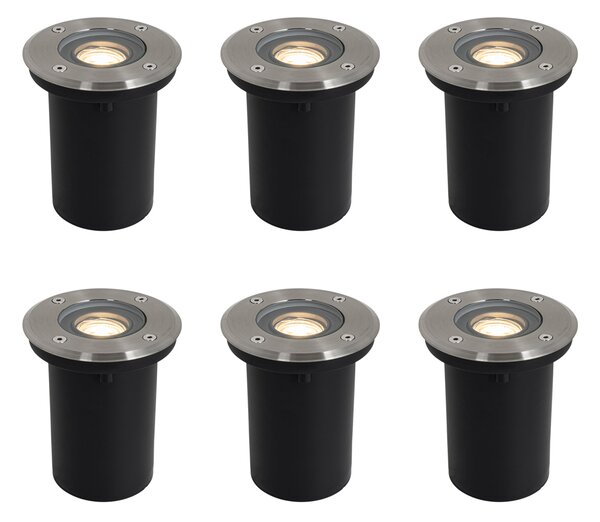 Set de 6 spoturi moderne pentru exterior din oțel 35 mm reglabile IP65 - Delux