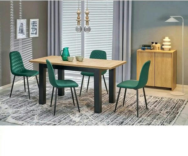 Masa extensibila GIZMO, stejar artisan/negru, PAL laminat, 120/160x75x