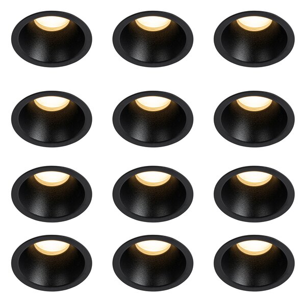 Set de 12 spoturi moderne incastrate negre GU10 35mm IP44 - Dept