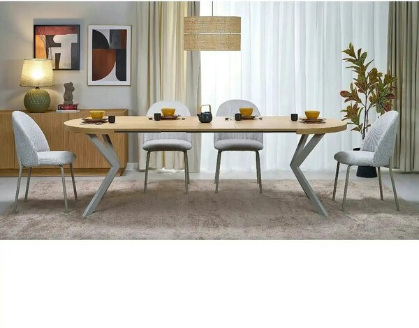 Masa extensibila PERONI, stejar/casmir, PAL laminat/otel, 100/250x100x