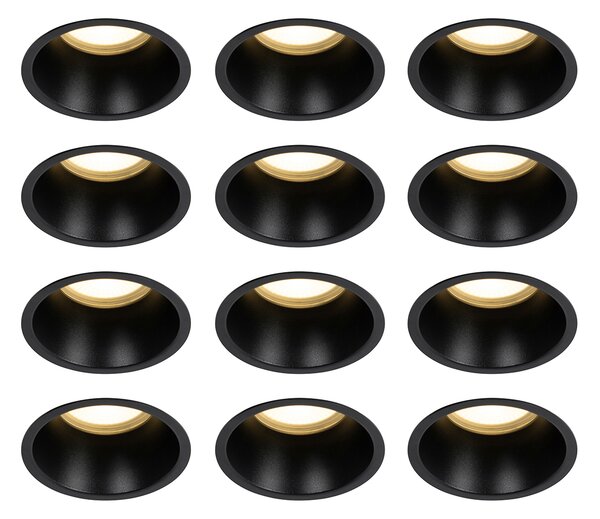 Set de 12 spoturi incastrate negre GU10 70mm IP44 - Dept