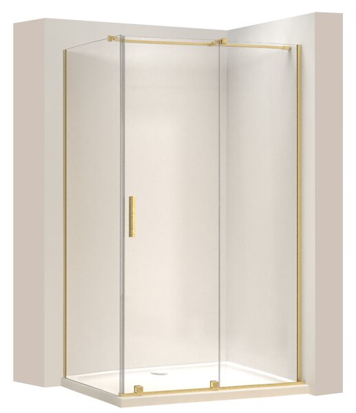 Rea Montana, cabina de dus cu usa culisanta 100x90cm, sticla transparenta 6mm, profil auriu mat, KPL-K2508