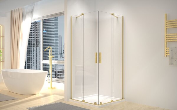 Rea Montana Double, cabina de dus cu usa culisanta 90x90cm, auriu mat, REA-K6636
