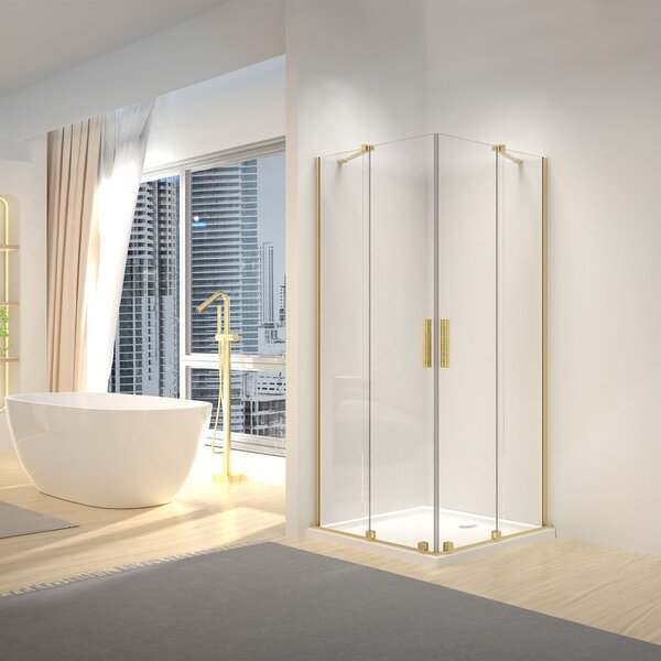 Rea Montana Double, cabina de dus cu usa culisanta 90x90cm, auriu mat, REA-K6636
