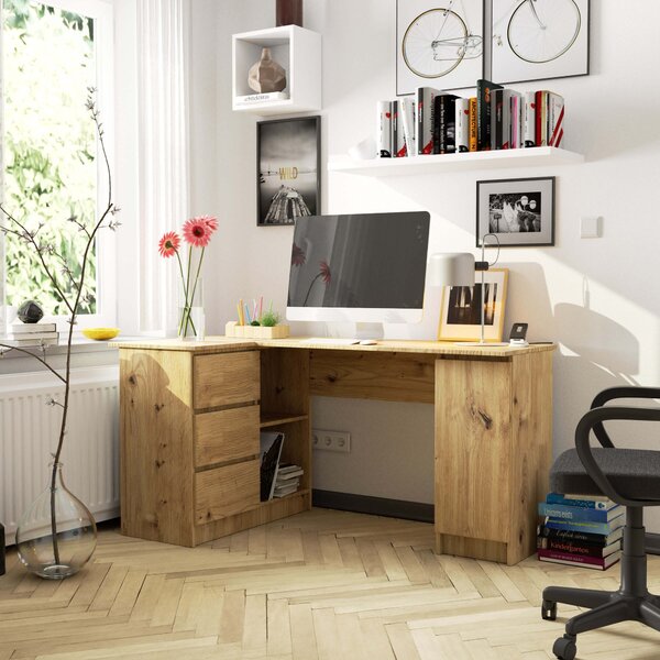 Masă PC de colț Bevin (Stejar artisan) (S). Promo -17%. 1152065