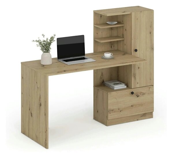 Birou HOBAS, stejar artisan, PAL laminat, 150x62x120 cm