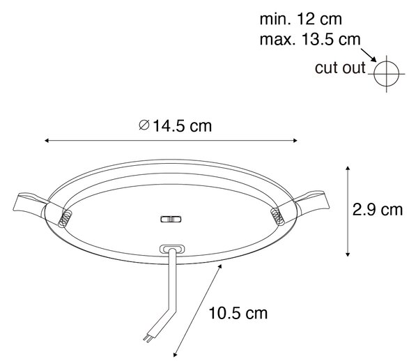 Set de 6 spoturi încastrate albe 14,5 cm, inclusiv LED, reglabile în Kelvin cu comutator DIP - Stephanie