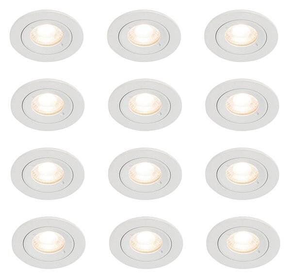 Set de 12 spoturi incastrate rotunde albe GU10 50mm IP44 - Xena