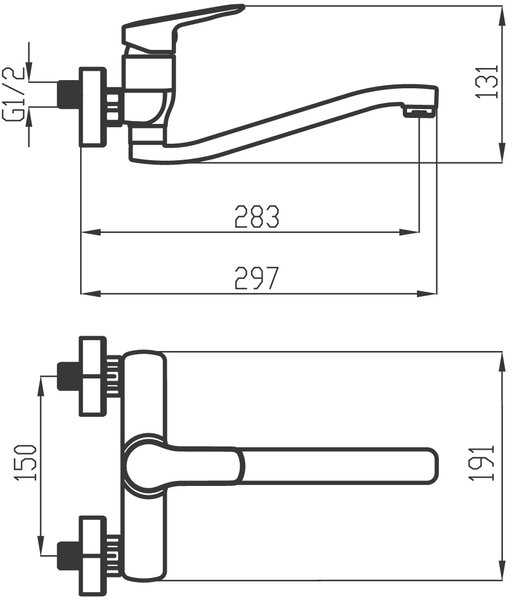 Novaservis Metalia 54, baterie chiuveta 150 mm, crom, 54070-0