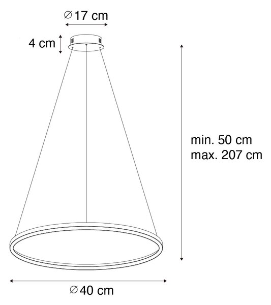 Lampă suspendată neagră 40 cm cu LED, dimmer pe 3 trepte - Girello