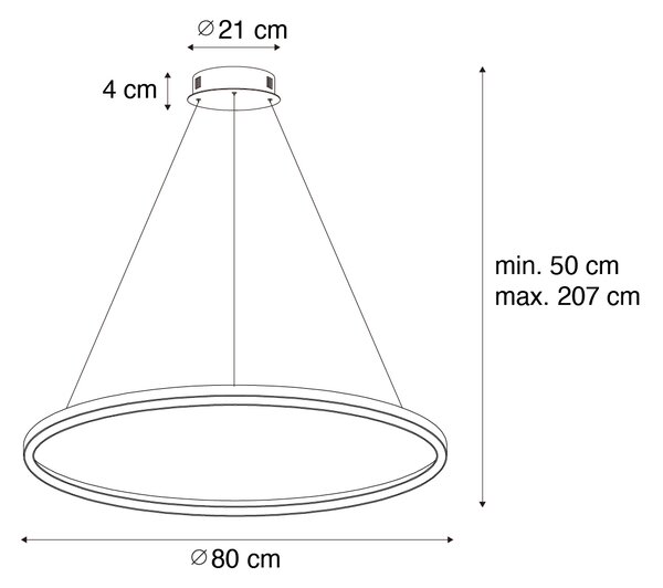 Lampă suspendată aurie 80 cm cu LED inclus 3 trepte de diminuare - Girello
