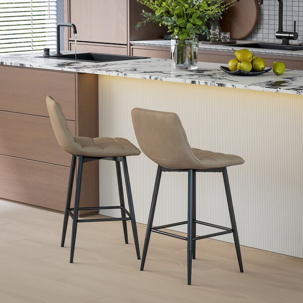 HOMCOM Scaune de bar nordic 84 cm maro din catifea si metal | Aosom Romania