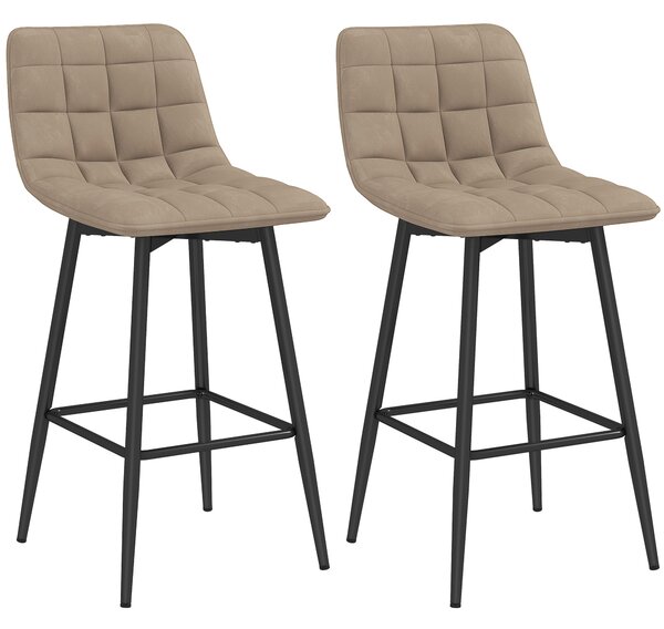 HOMCOM Scaune de bar nordic 84 cm maro din catifea si metal | Aosom Romania