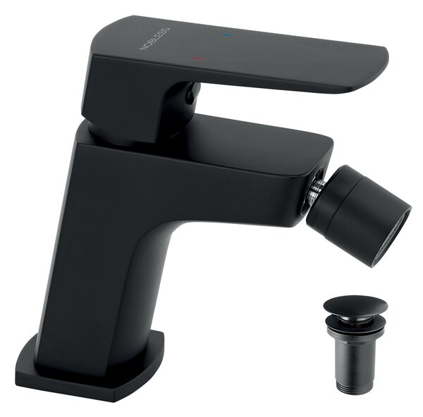 Novaservis Nobless Ego, baterie bideu cu dop de scurgere ClickClack, negru mat, 43011-5