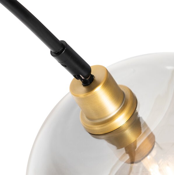 Lampă inteligentă arcuită de podea neagră cu sticlă aurie și fum incl. WiFi G95 - Zuzanna