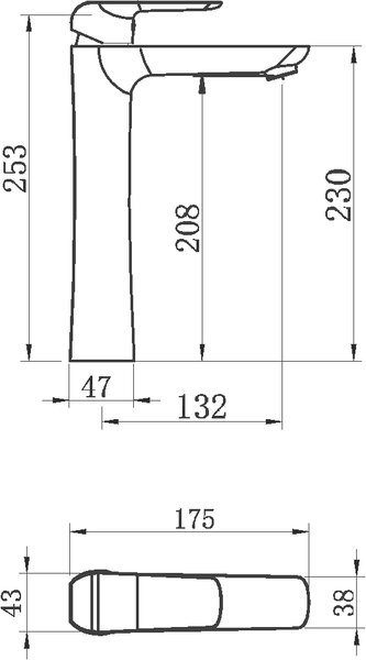 Novaservis Tina, Baterie chiuveta inalta cu garnitura neagra, 38503.5