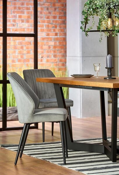 Masa extensibila Massive, stejar/negru, 160-250x90x77 cm