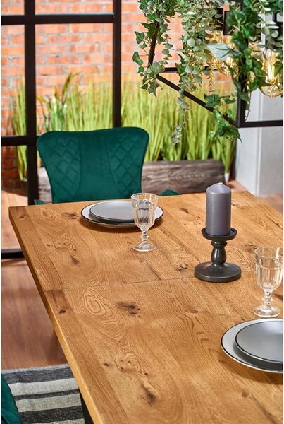 Masa extensibila Massive, stejar/negru, 160-250x90x77 cm