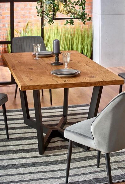 Masa extensibila Massive, stejar/negru, 160-250x90x77 cm